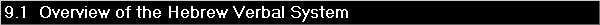 9.1  Overview of the Hebrew Verbal System