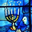 Chagall Menorah - stained glass detail