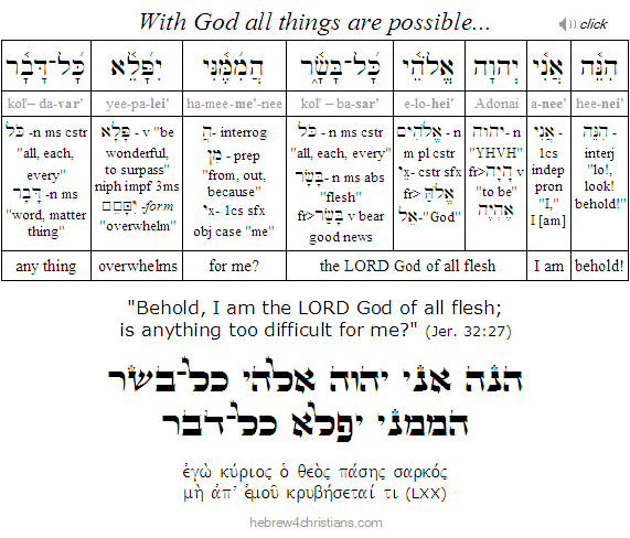 Jer. 32:27 Hebrew Analysis