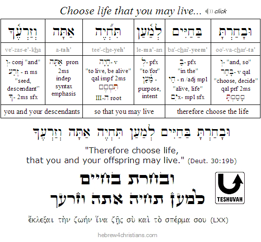 Deut. 30:19b Hebrew Reading Lesson