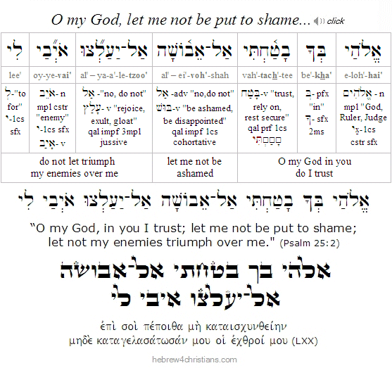 Psalm 25:2  Hebrew Grammar