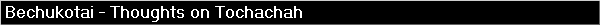 Bechukotai - Thoughts on Tochachah