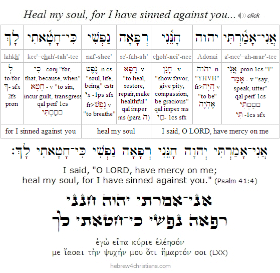Psalm 41:4 Hebrew Reading