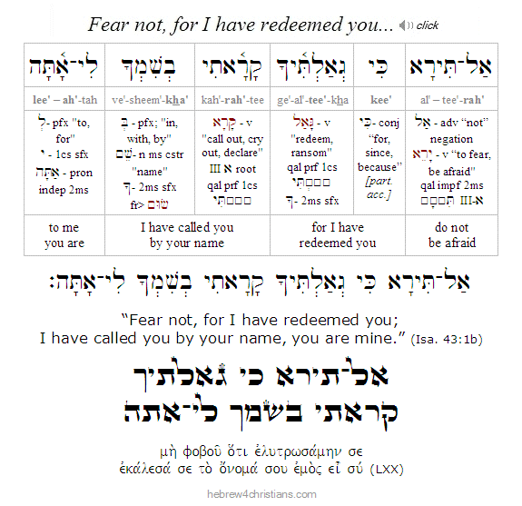 Isa, 43:1 Hebrew Lesson