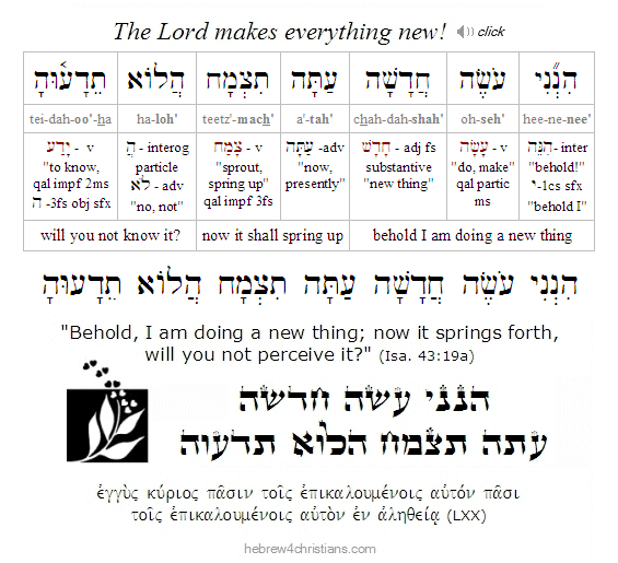 Isa. 43:19a Hebrew lesson