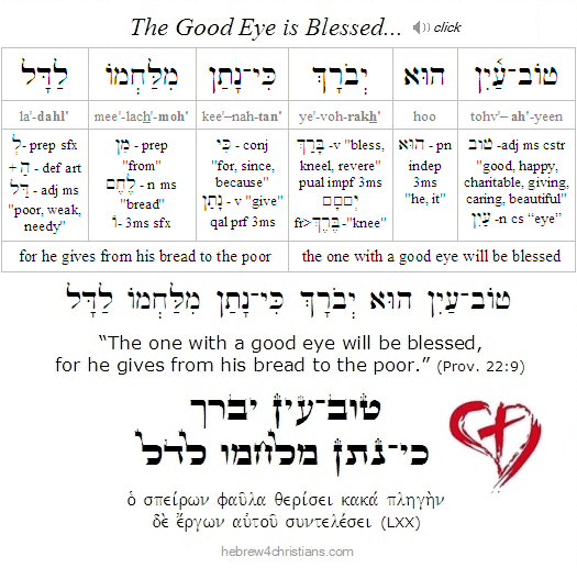 Proverbs 22:9  Hebrew Grammar