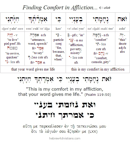 Psalm 119:50 Hebrew Analysis