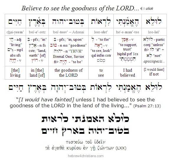 Psalm 27:13 Hebrew Lesson