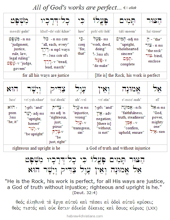 Deut. 32:4 Hebrew lesson