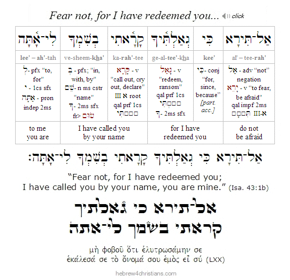 Isa, 43:1 Hebrew Lesson